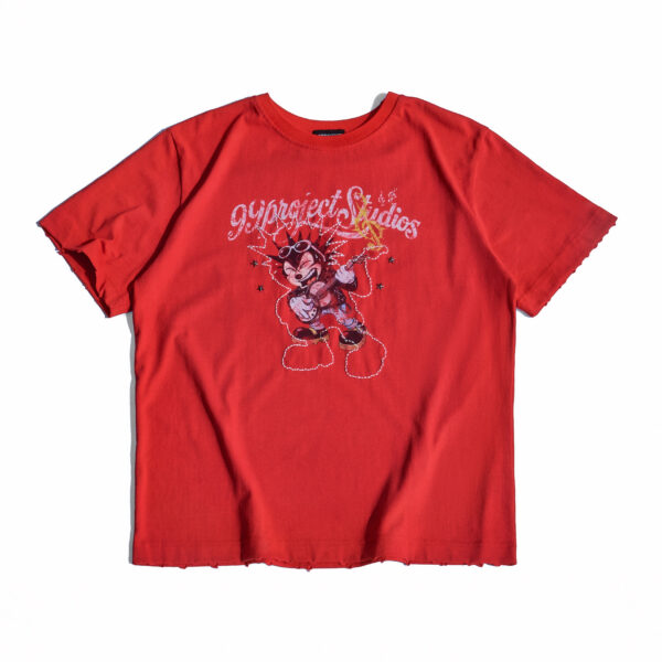 ROCKER DISTRESSED T-SHIRT / RED